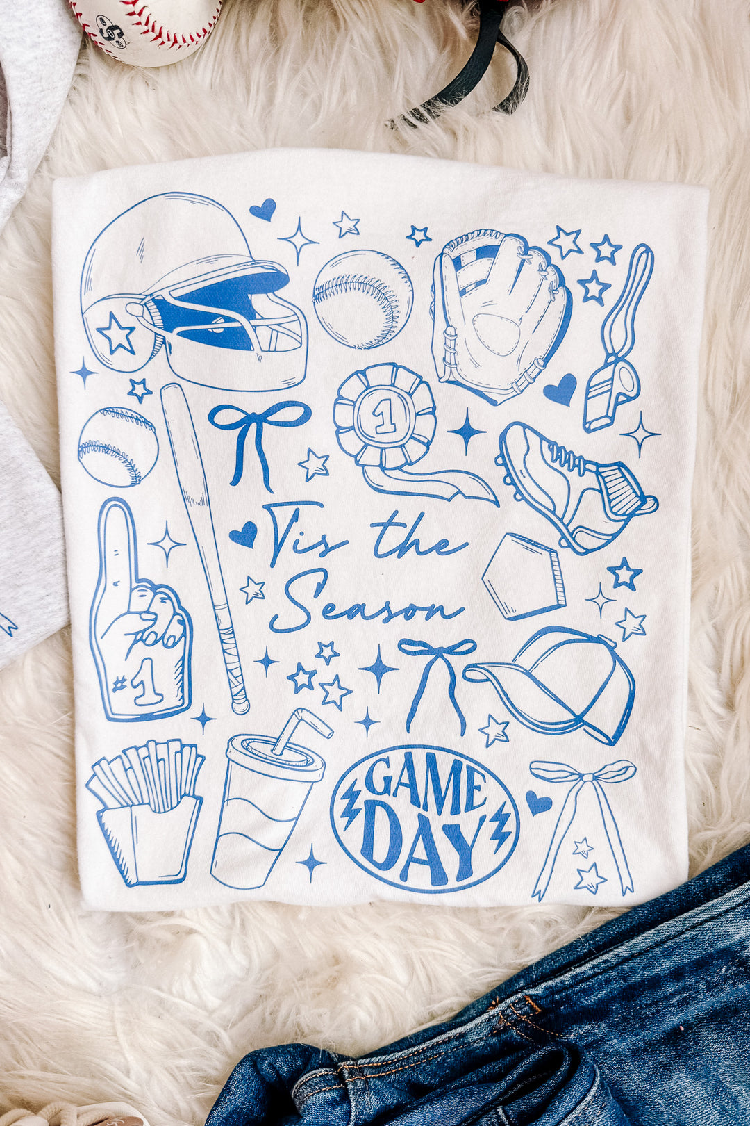 Blue Baseball Doodles Graphic - Multiple Styles