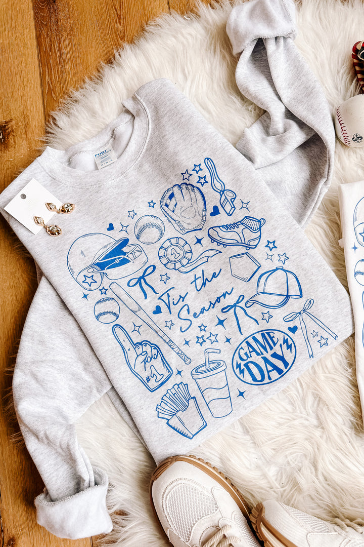 Blue Baseball Doodles Graphic - Multiple Styles