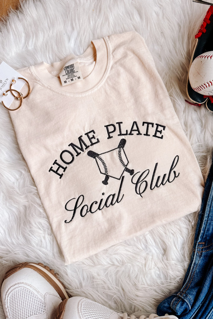 Home Plate Social Club Embroidered Graphic Tee - Ivory