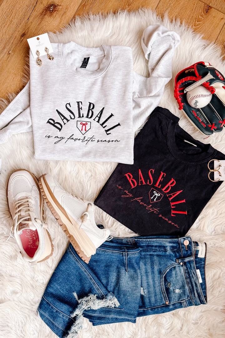 Home Plate Ribbon Baseball Embroidered Sweatshirt - Multiple Styles