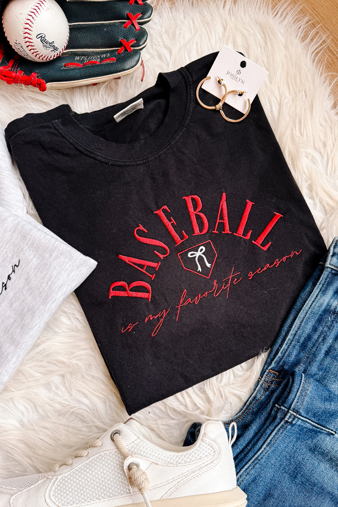 Home Plate Ribbon Baseball Embroidered Sweatshirt - Multiple Styles