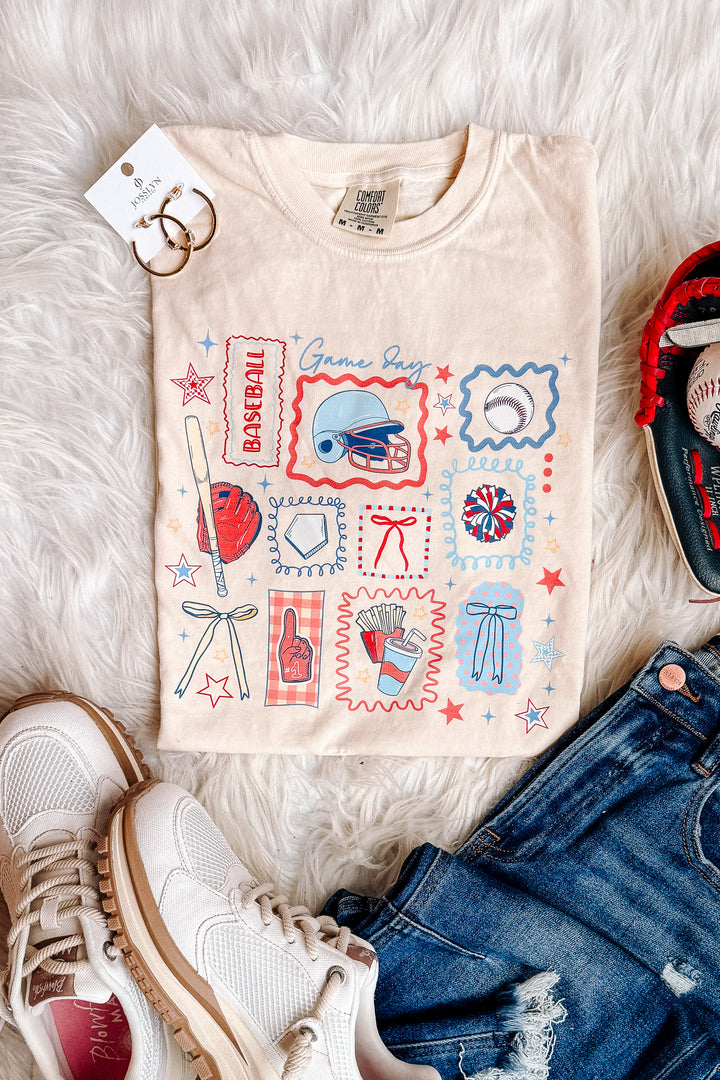 Baseball Gameday Icons Graphic Tee - Ivory