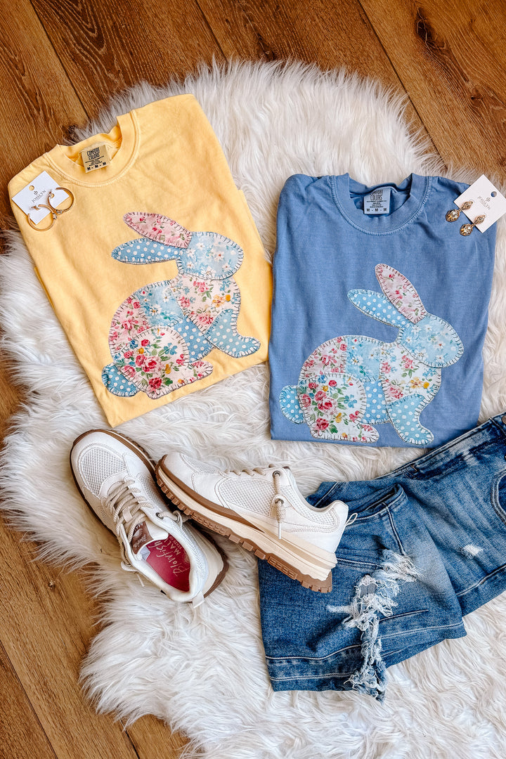 Patchwork Bunny Graphic Tee - Multiple Colors