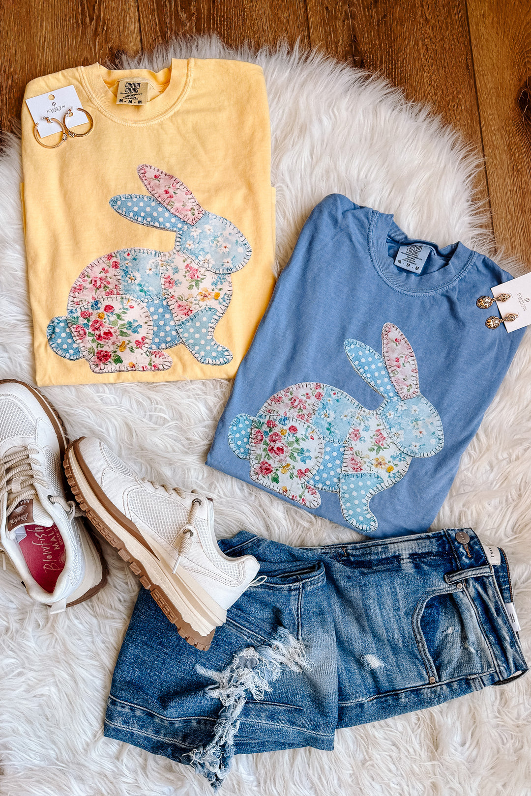 Patchwork Bunny Graphic Tee - Multiple Colors