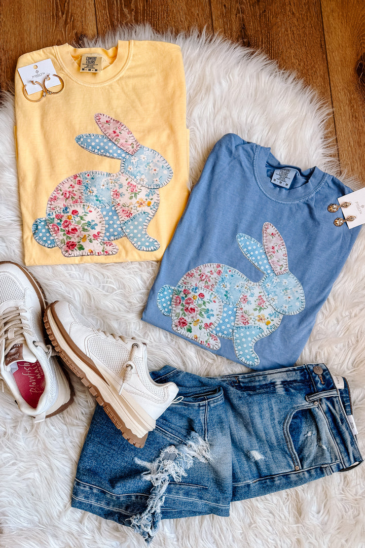Patchwork Bunny Graphic Tee - Multiple Colors