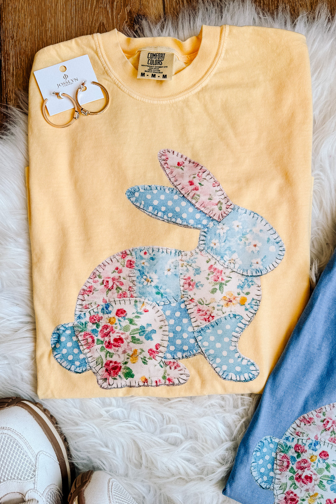 Patchwork Bunny Graphic Tee - Multiple Colors