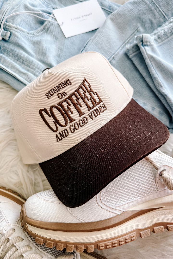 Running On Coffee Embroidered Hat - Brown