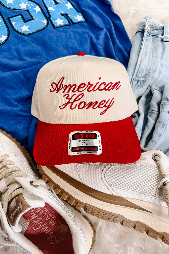 American Honey Embroidered Hat - Red