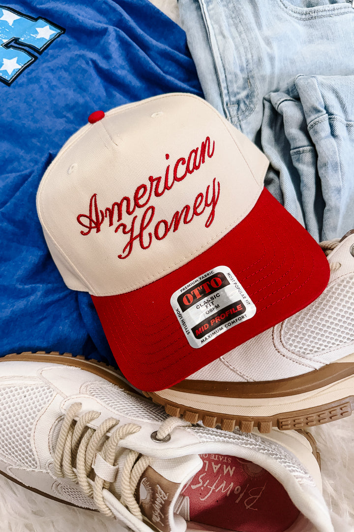 American Honey Embroidered Hat - Red