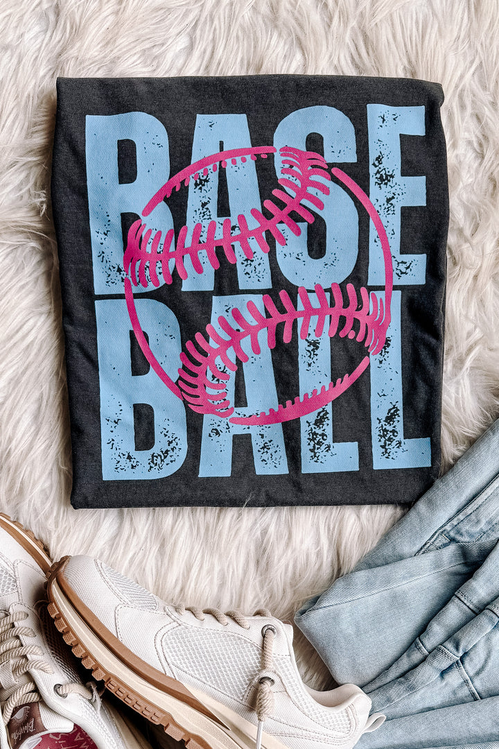 Baseball Pink & Blue Graphic Tee - Pepper