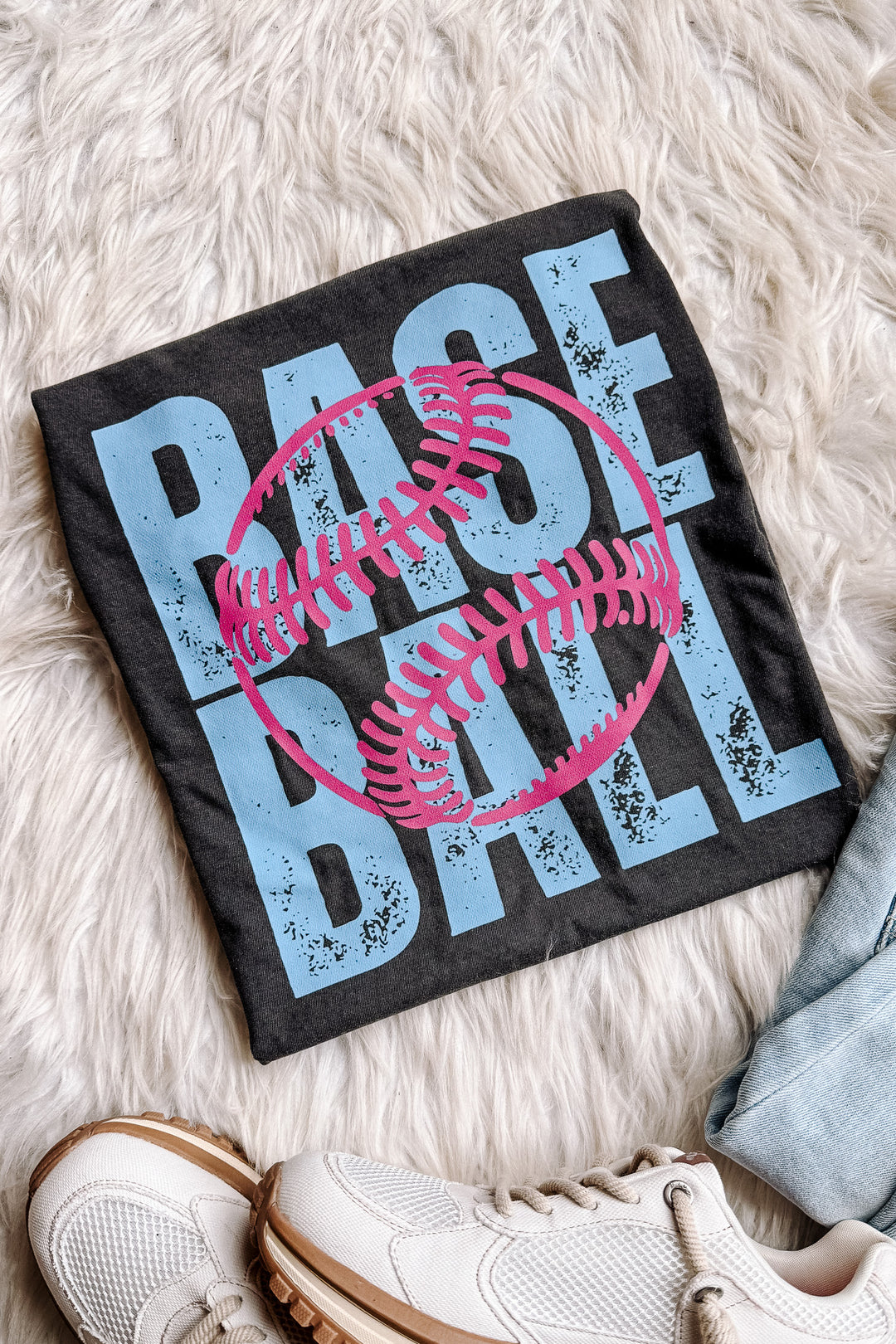 Baseball Pink & Blue Graphic Tee - Pepper