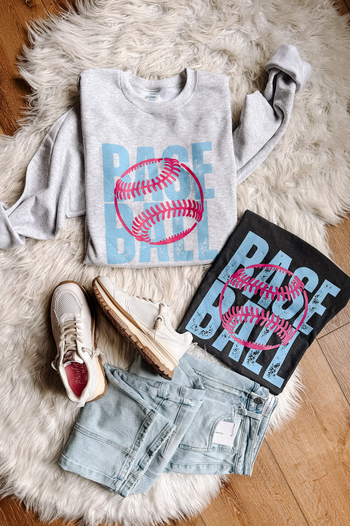 Baseball Pink & Blue Graphic Tee - Pepper