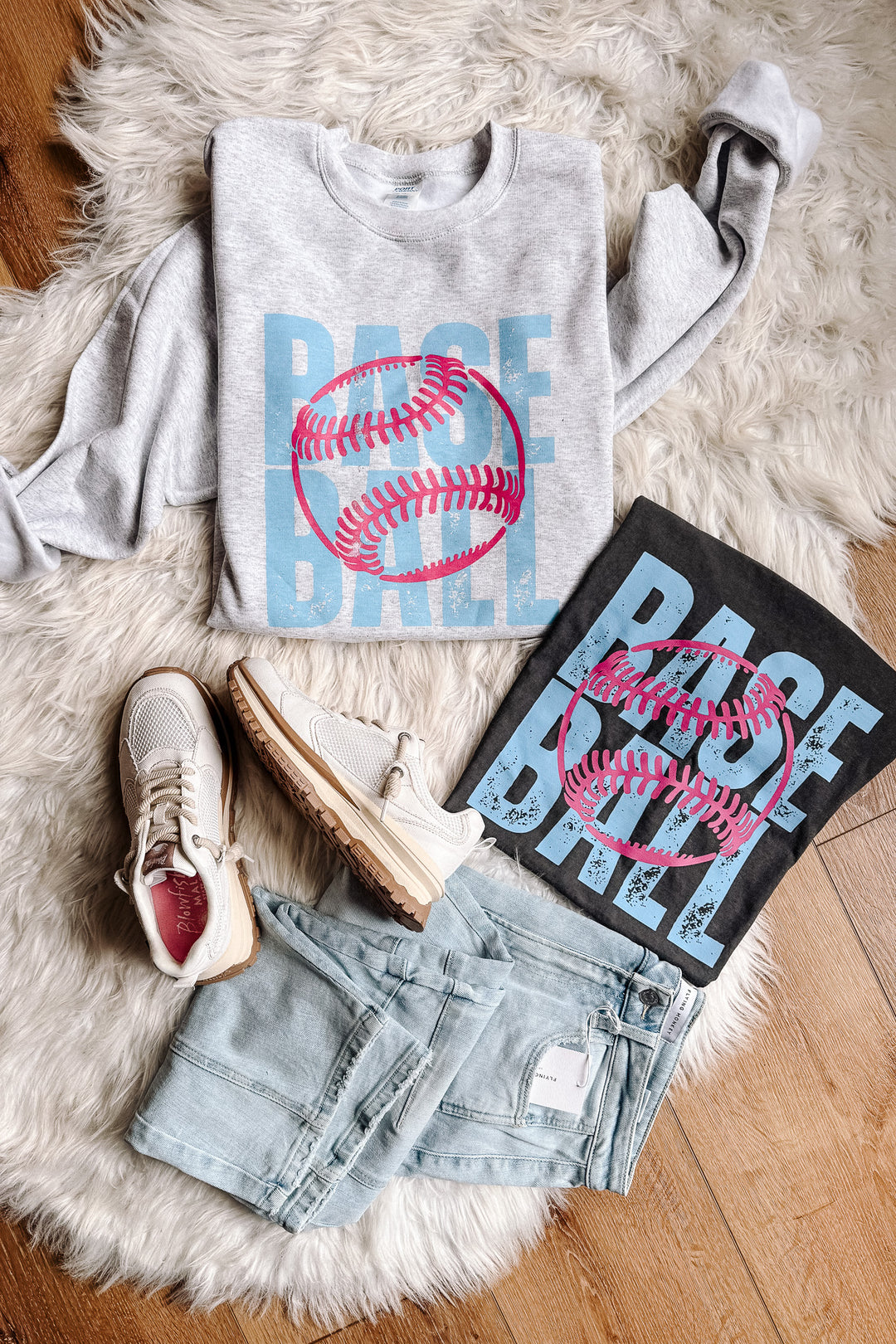 Baseball Pink & Blue Graphic Tee - Pepper