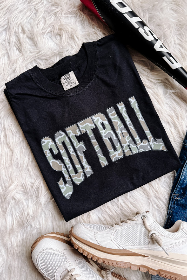 Camo Softball Graphic Tee - Black