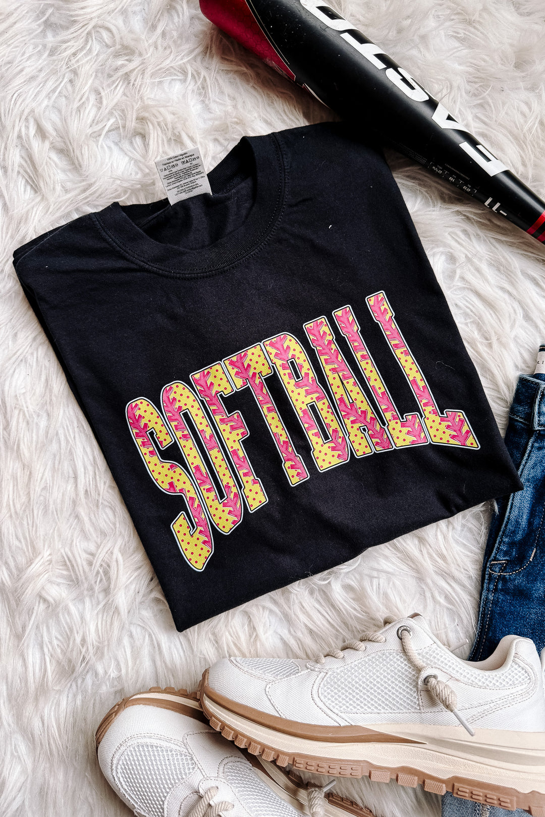 Game Day Softball Girl Graphic Tee - Black