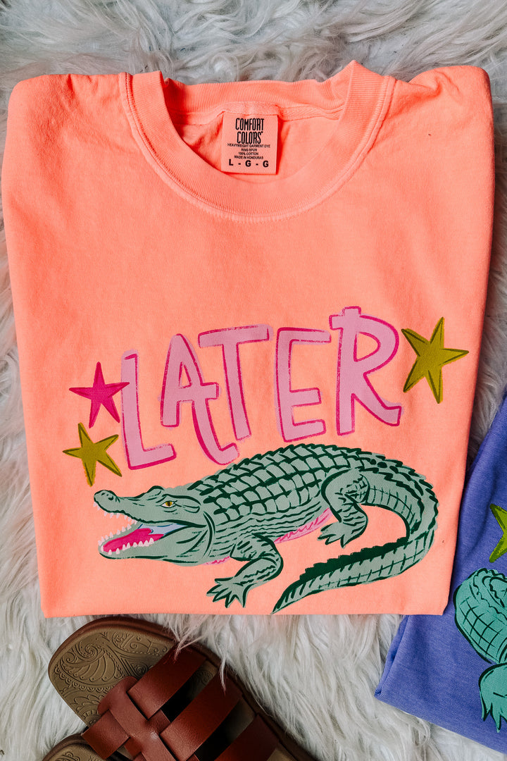 Later Gator Pink Text Graphic Tee - Multiple Colors
