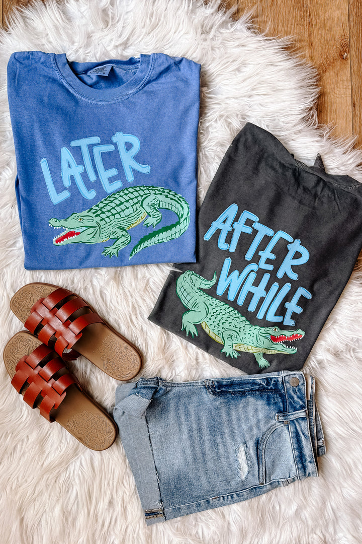 Later Gator Blue Text Graphic Tee - Multiple Colors