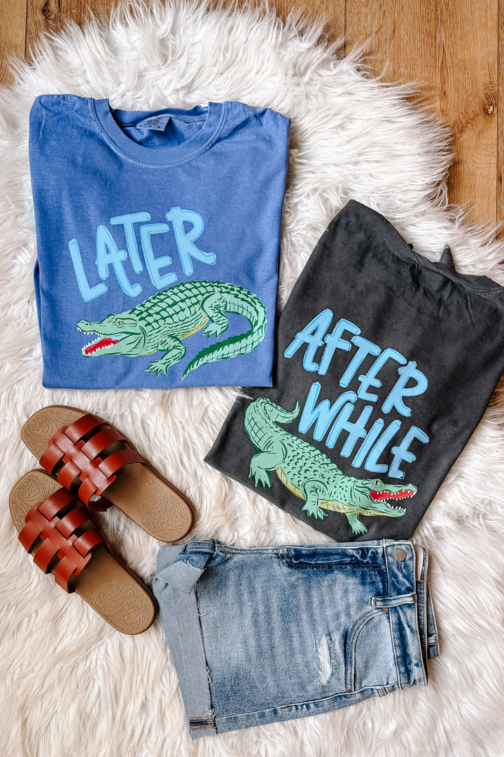 Later Gator Blue Text Graphic Tee - Multiple Colors
