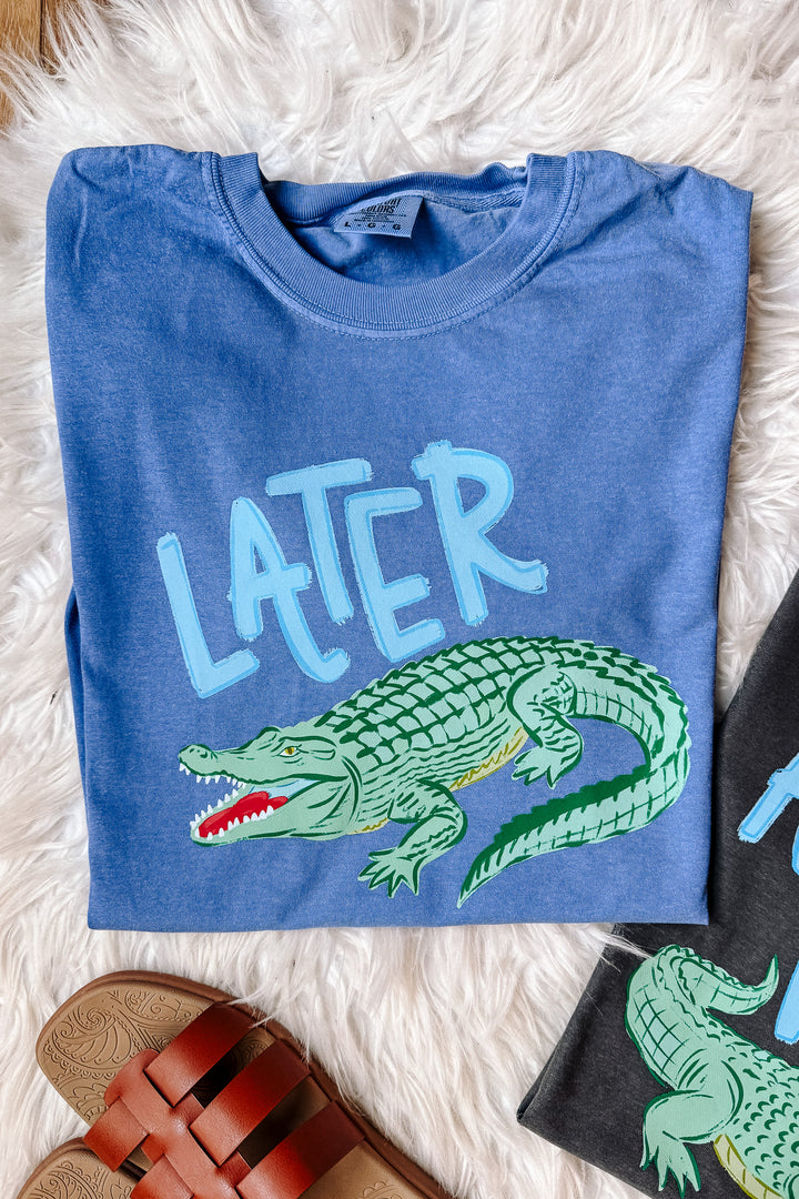Later Gator Blue Text Graphic Tee - Multiple Colors