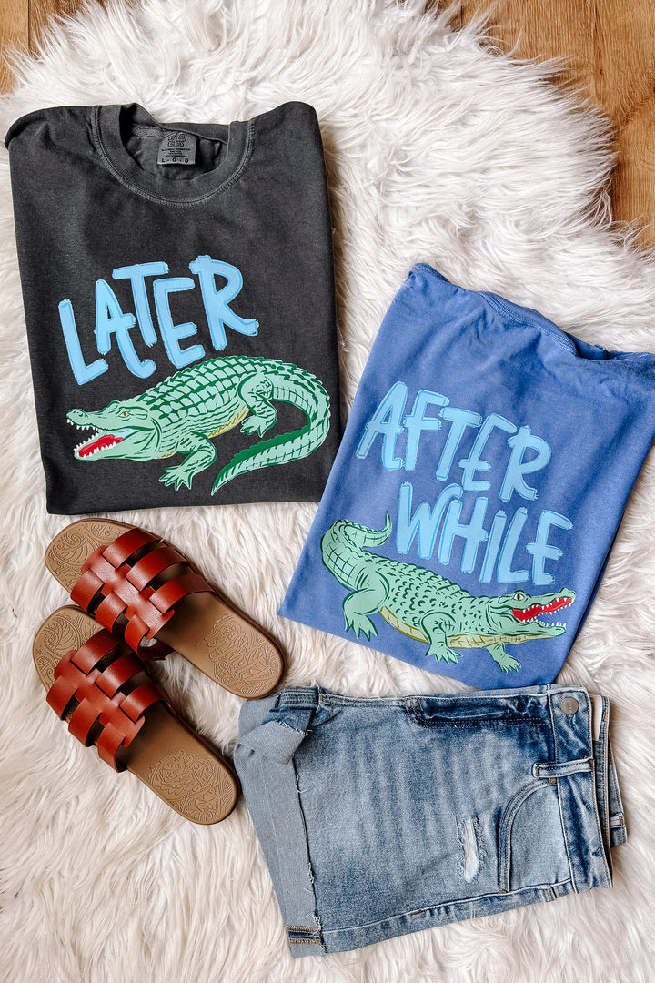 Later Gator Blue Text Graphic Tee - Multiple Colors