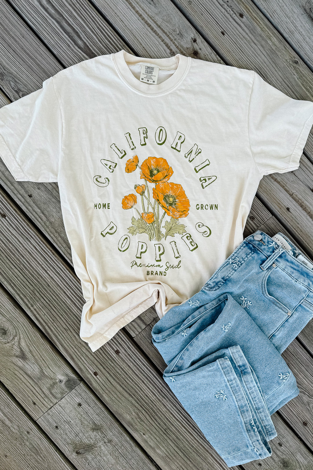 California Poppies Graphic Tee - Ivory
