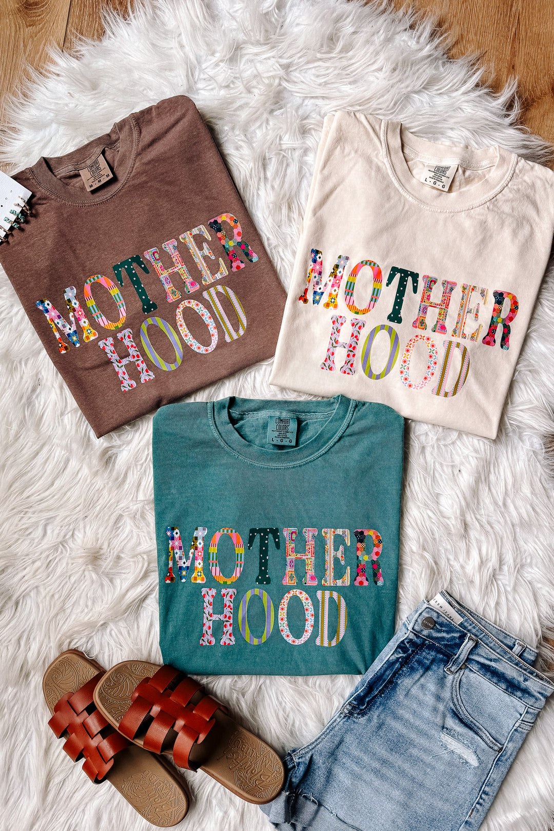 Patchwork Mother Hood Graphic Tee - Multiple Colors