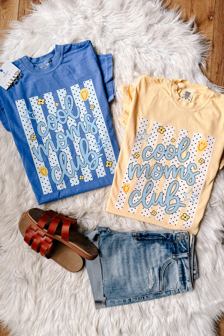 Cool Moms Club Polka Dots & Stripes Graphic Tee - Multiple Colors