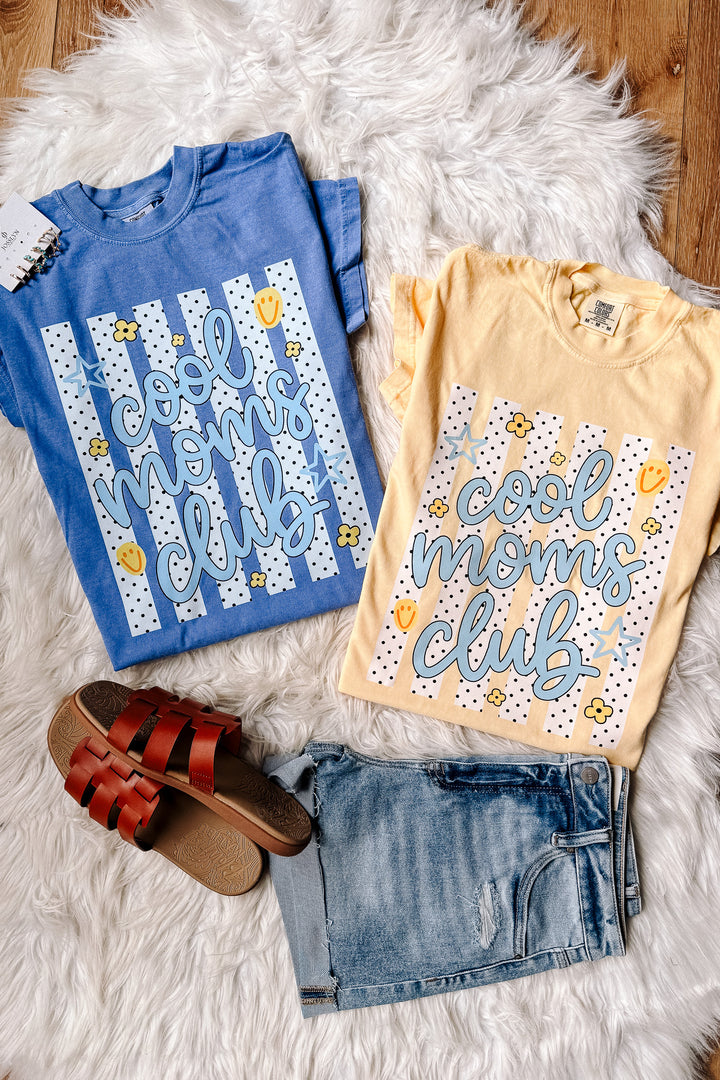 Cool Moms Club Polka Dots & Stripes Graphic Tee - Multiple Colors