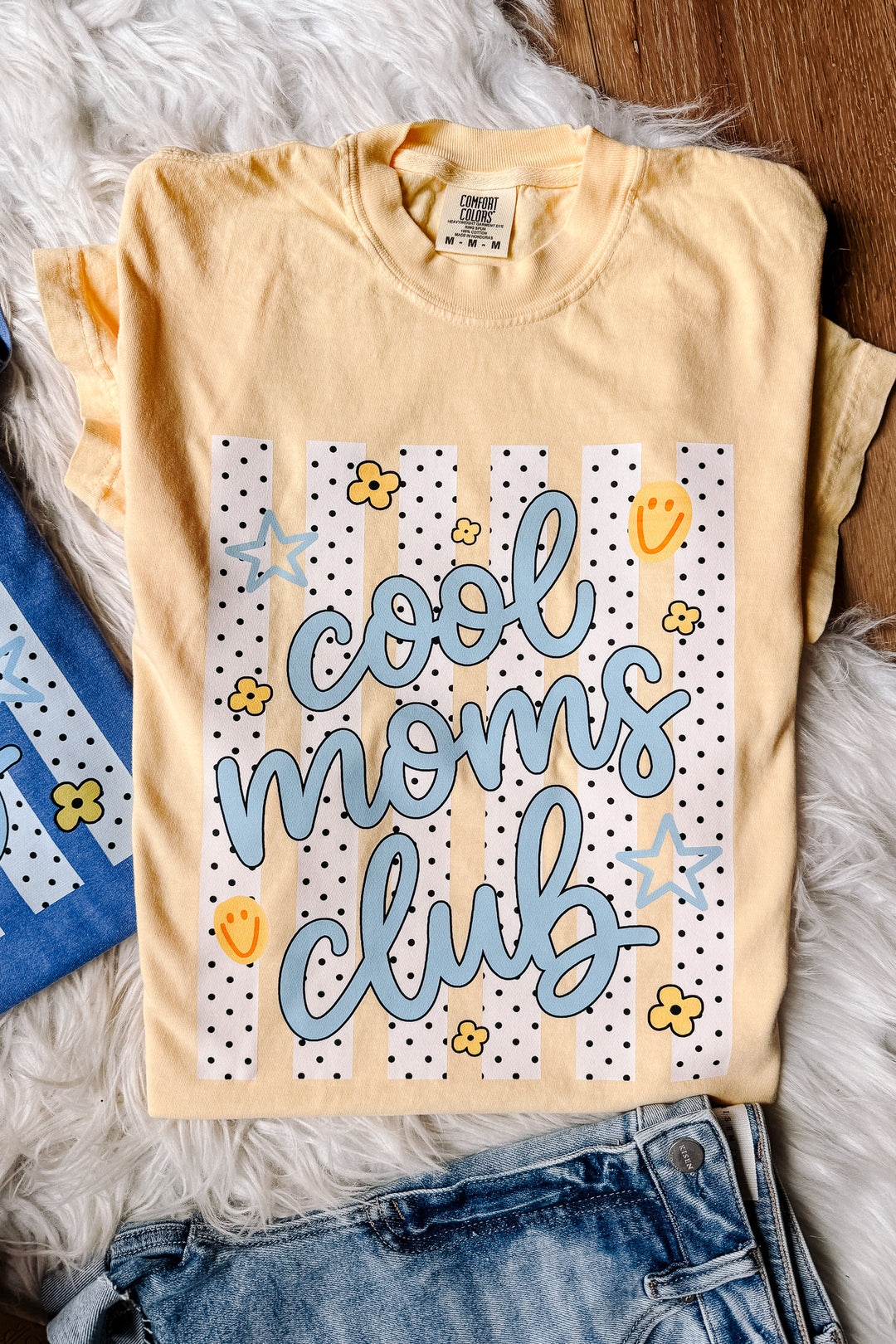 Cool Moms Club Polka Dots & Stripes Graphic Tee - Multiple Colors