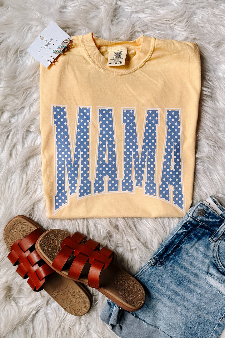 Blue Polka Dot MAMA Graphic Tee - Butter