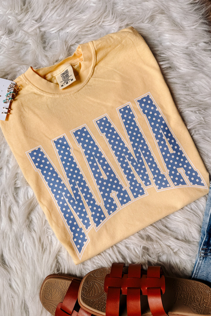 Blue Polka Dot MAMA Graphic Tee - Butter