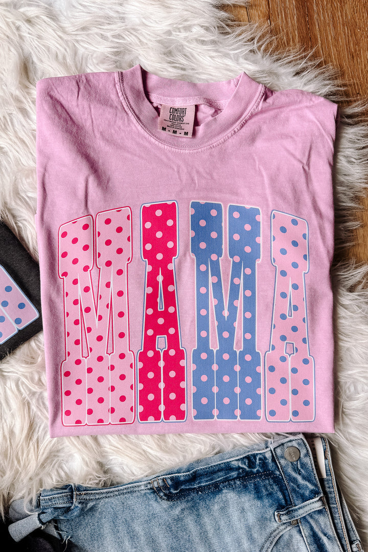 Pastel Polka Dots MAMA Graphic Tee - Multiple Colors