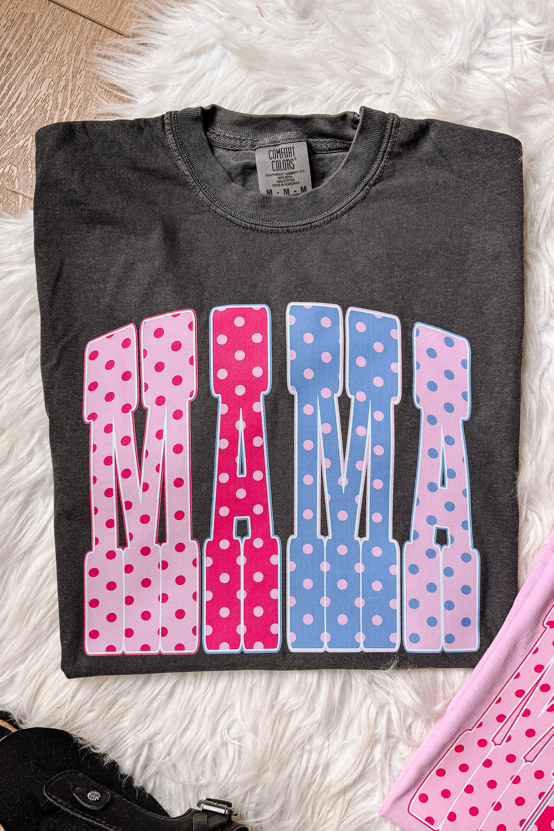 Pastel Polka Dots MAMA Graphic Tee - Multiple Colors