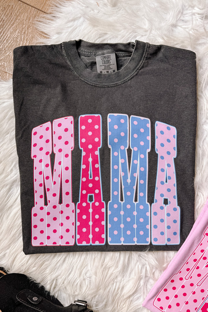 Pastel Polka Dots MAMA Graphic Tee - Multiple Colors