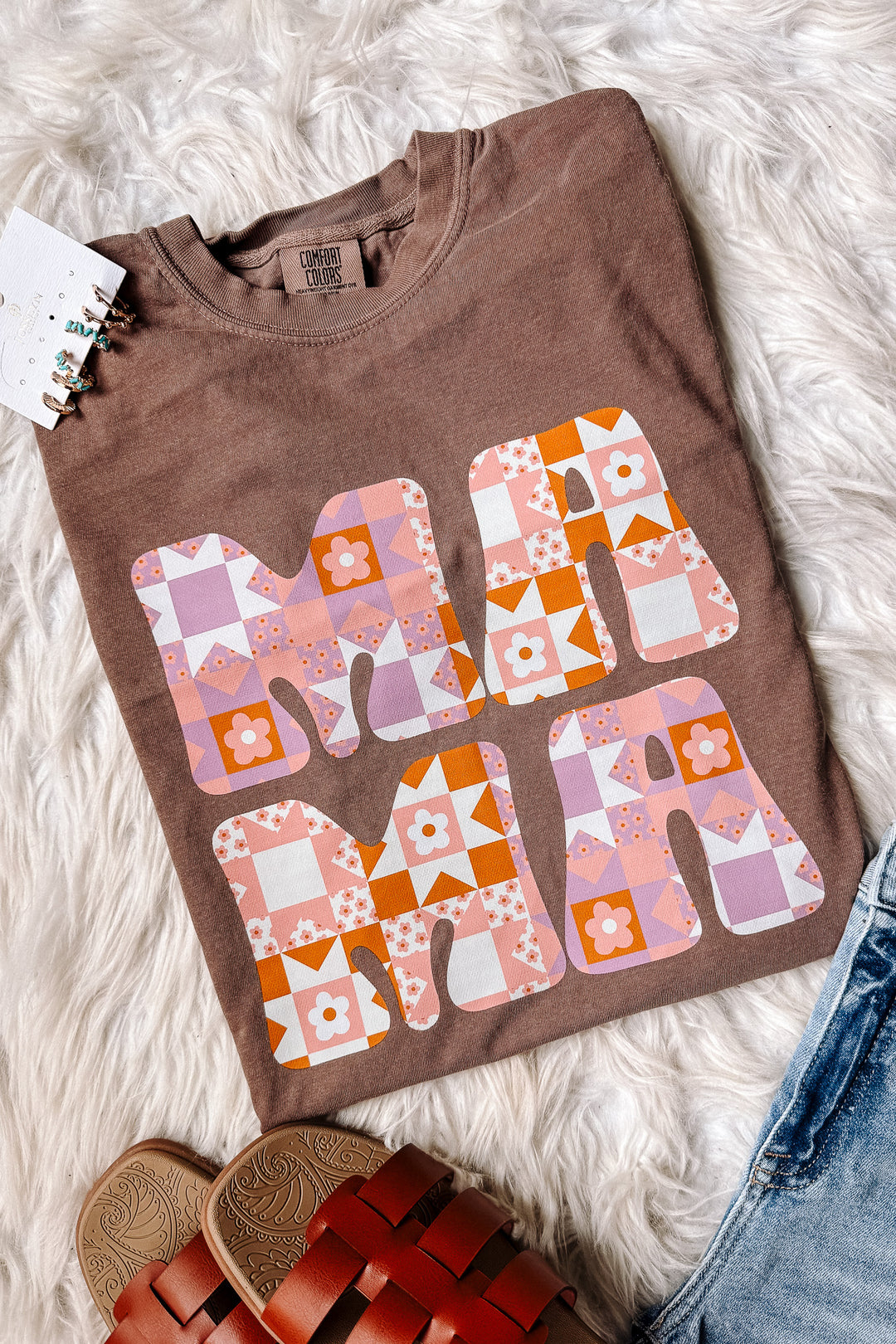 Quilted MAMA Graphic Tee - Espresso
