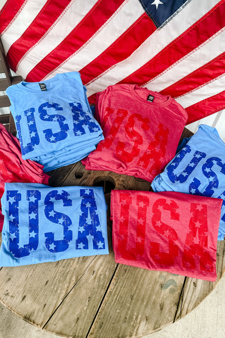 Monochrome USA Stars Graphic Tee - Multiple Colors