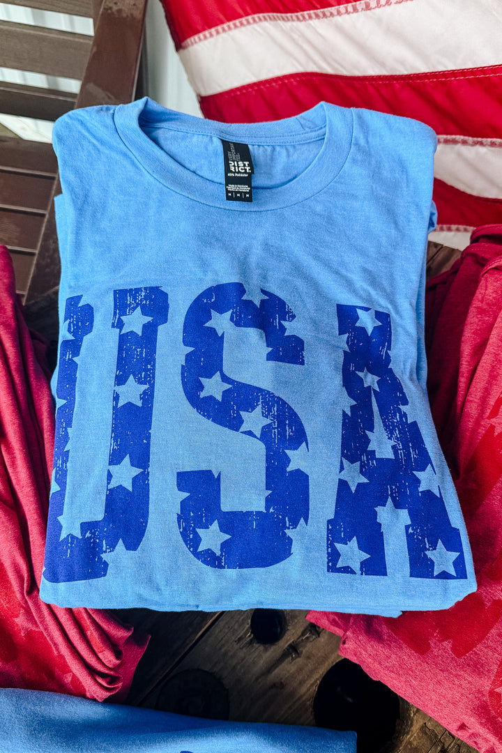 Monochrome USA Stars Graphic Tee - Multiple Colors