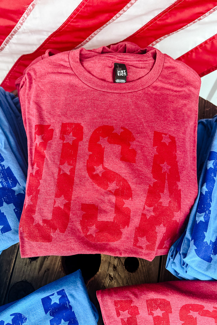 Monochrome USA Stars Graphic Tee - Multiple Colors