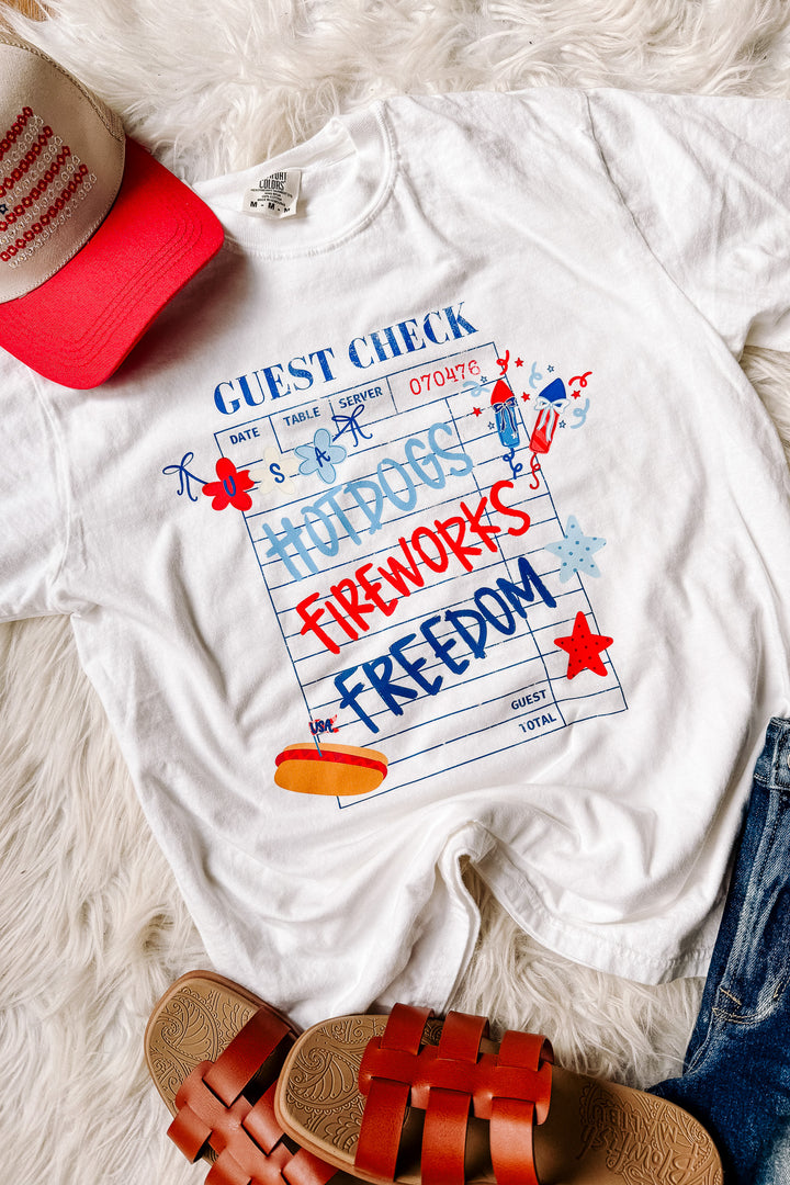 USA Guest Check Graphic Tee - White