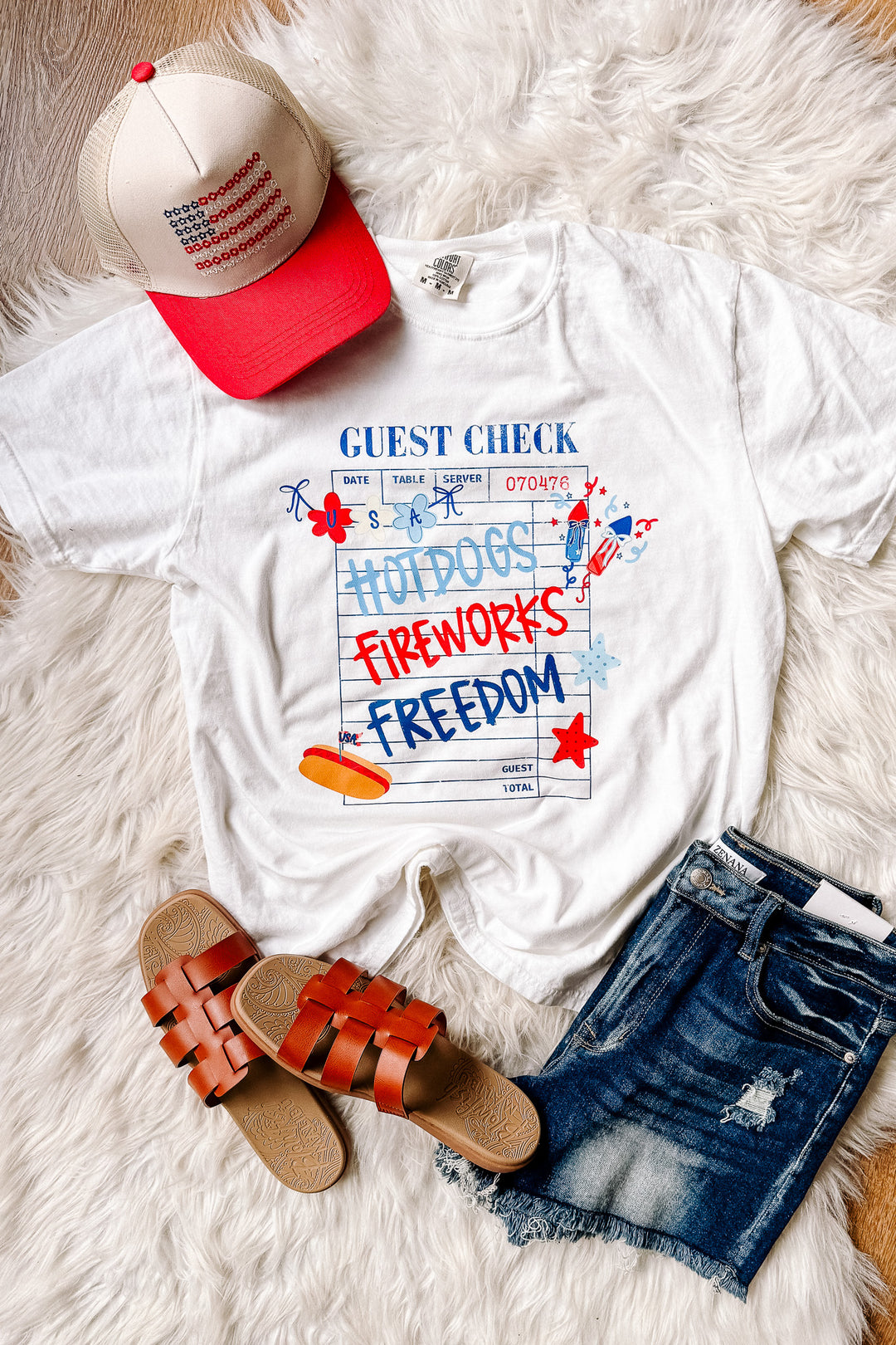 USA Guest Check Graphic Tee - White