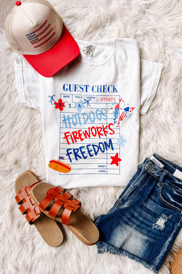 USA Guest Check Graphic Tee - White