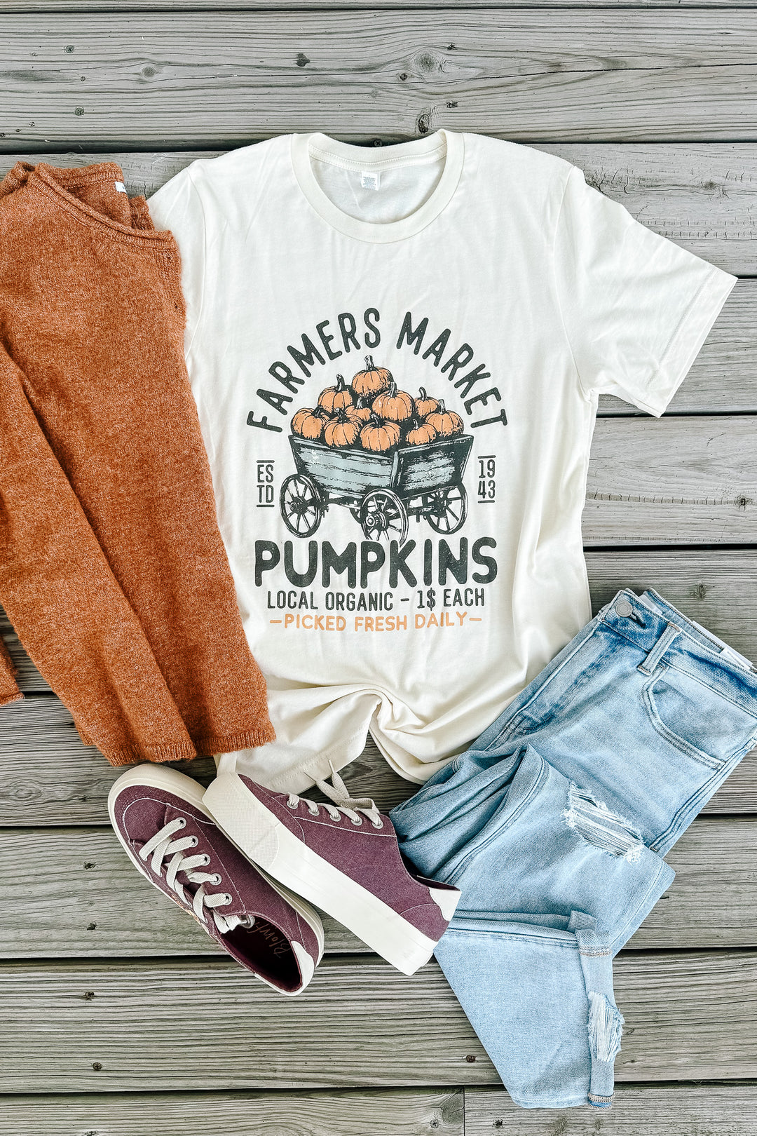 Pumpkin Wagon Graphic Tee - Ivory
