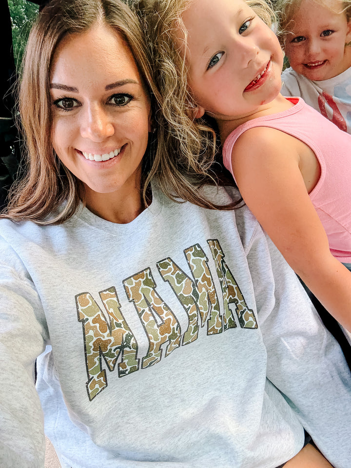 Camo Mama Crewneck Sweatshirt - Ash Grey