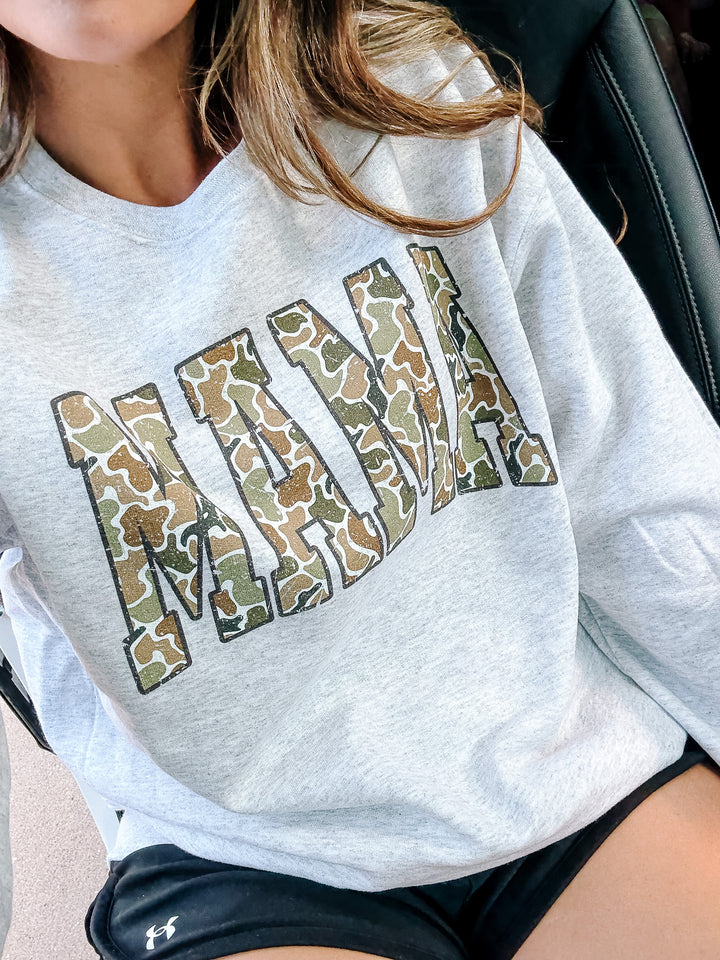Camo Mama Crewneck Sweatshirt - Ash Grey