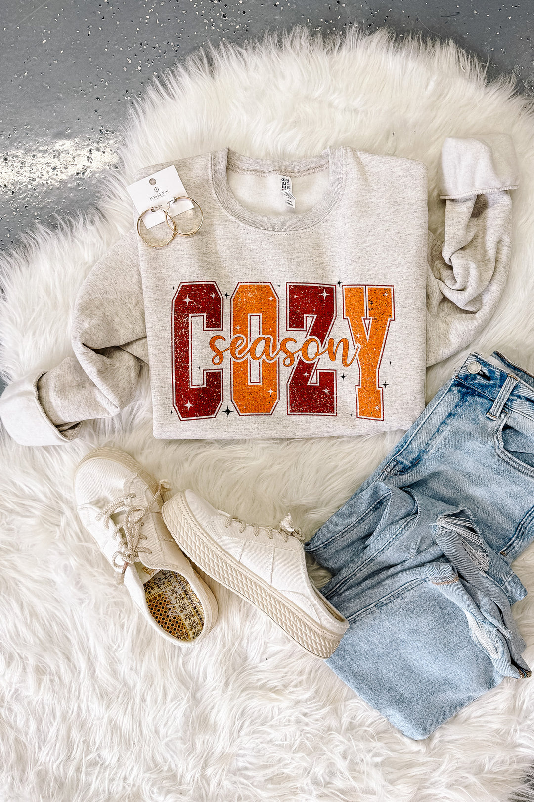 Burgundy & Rust Cozy Season Graphic Sweatshirt - Oatmeal Heather