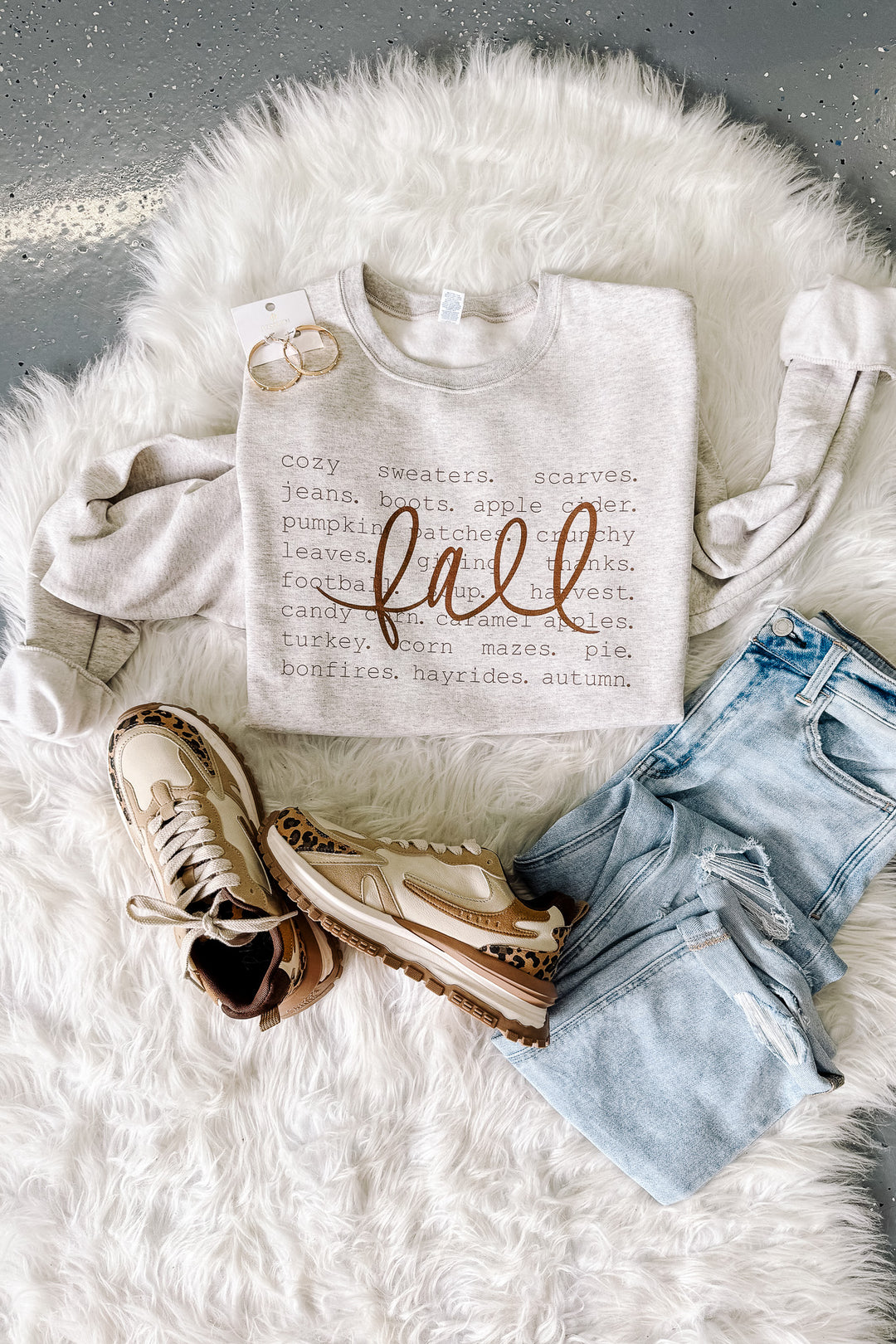 Falling For Fall Graphic Sweatshirt - Oatmeal Heather