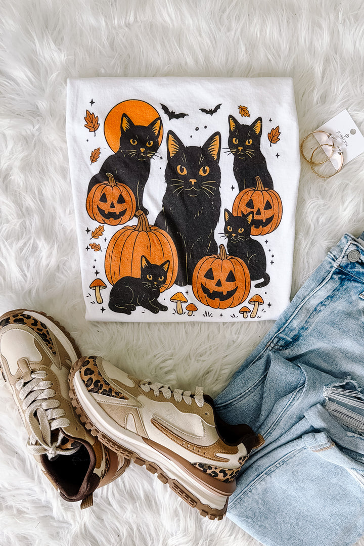 Purrfectly Spooky Graphic Tee - White
