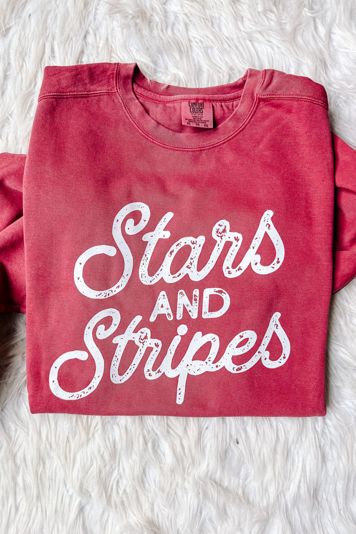 *DEAL* Stars & Stripes Crewneck Sweatshirt - Crimson