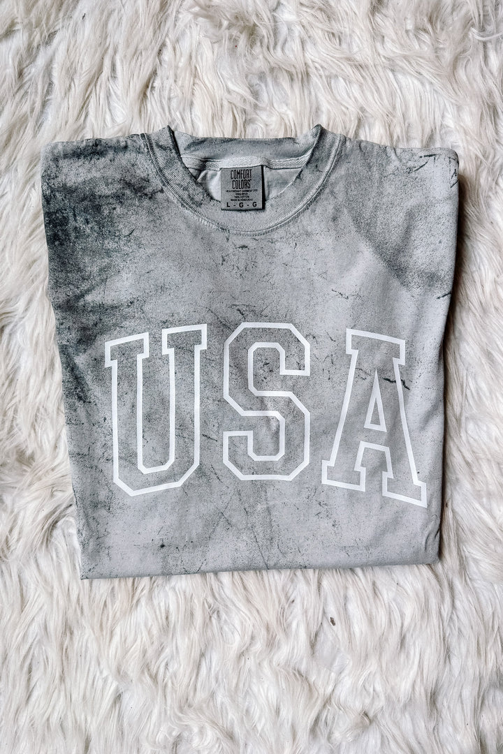 *DEAL* USA Outline Graphic Tee - Colorblast Smoke