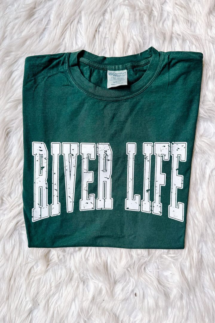 *DEAL* River Life Graphic Tee - Field Green